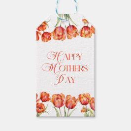 Modern Orange Tulips Blommigt Mors dag Presentetikett