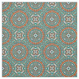 Modern Orange Turquise Ethnic Mosaic Mönster Tyg