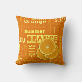 Modern Orange Typography Fruit Slice Kudde