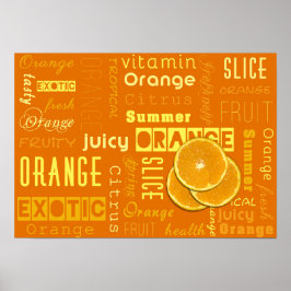 Modern Orange Typography Fruit Slice Poster