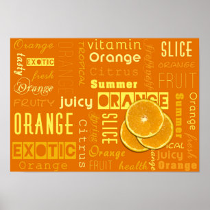 Modern Orange Typography Fruit Slice Poster
