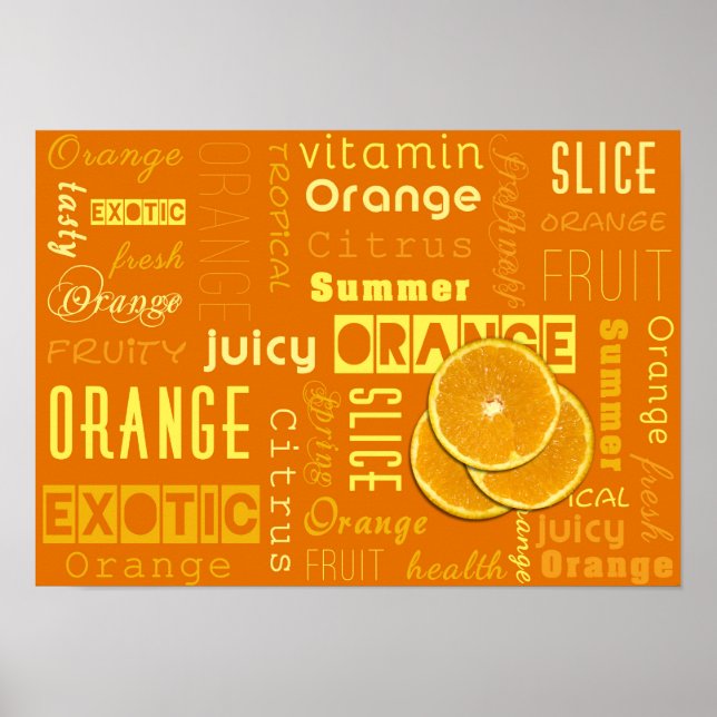 Modern Orange Typography Fruit Slice Poster (Framsidan)