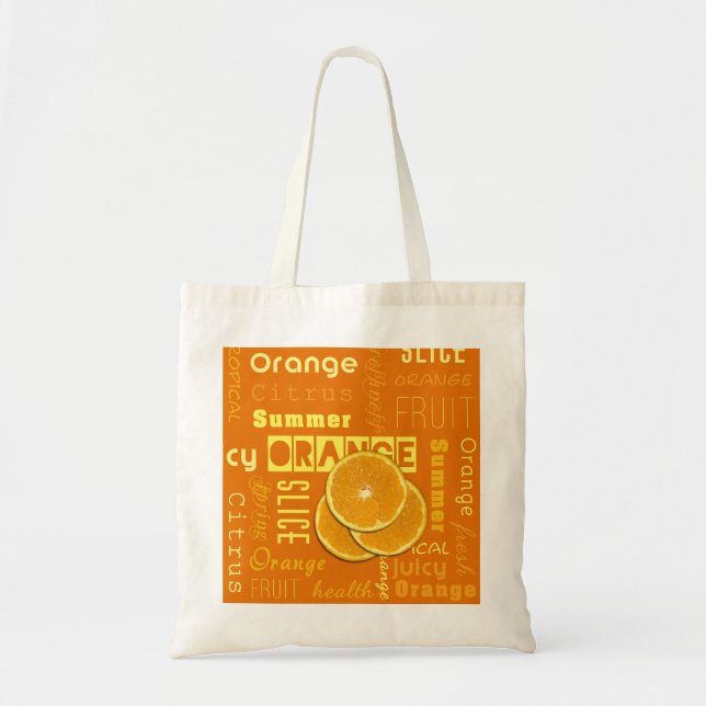 Modern Orange Typography Fruit Slice Tygkasse (Framsidan)
