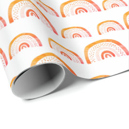 Modern Orange Vattenfärg Regnbåge Presentpapper