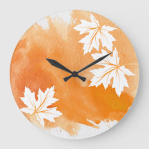 Modern orange vattenfärgssprut och lönnlöv