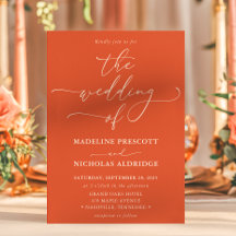 Modern Orange Verona Sunset Calligraphy Bröllop