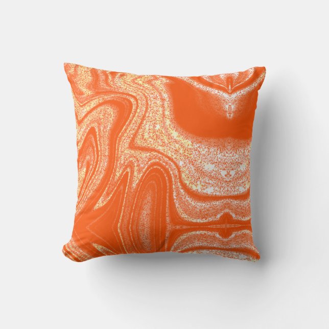 Modern orange, vit abstrakt marmor mönster kudde (Framsida)