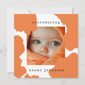 Modern Orange Watercolor Baby-meddelande Inbjudningar