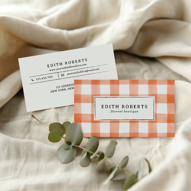 Modern Orange Watercolor Buffalo Play Rustic Visitkort (Skapare uppladdad)