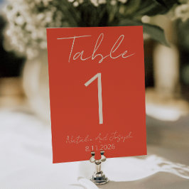 Modern Orange Whimsical Fun Wedding Table Number Inbjudningar