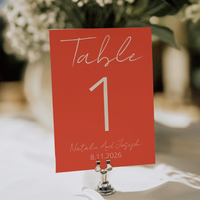 Modern Orange Whimsical Fun Wedding Table Number Inbjudningar (Skapare uppladdad)