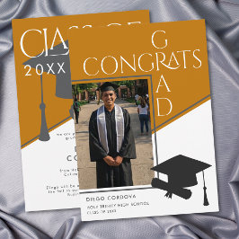 Modern Orange White Geometric Photo Graduation