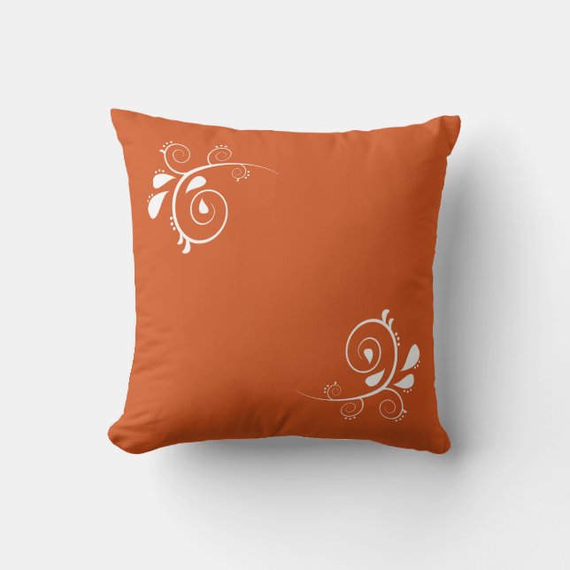 Modern Orange & White Square Pillow | Customizable Kudde (Framsida)