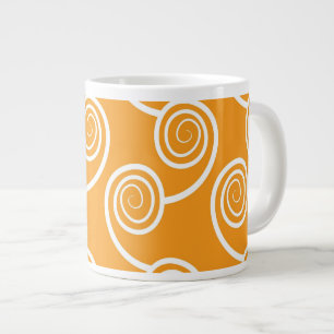 Modern Orange White Swirl Mönster Jumbo Mugg