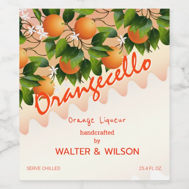 Modern Orangecello-Orange Vinflaska Etikett (Singel etikett)