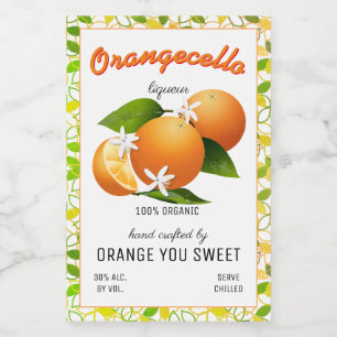 Modern Orangecello Small Flaska-märkning Mat Etikett