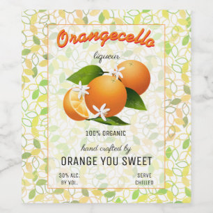 Modern Orangecello Tall Flaska-etikett Vinflaska Etikett