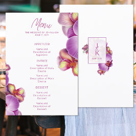 Modern Orchid Bröllop Menu Meny