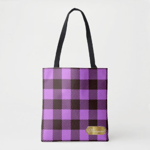 Modern Orchid Guld Badge Tartan Personlig Gift Tygkasse