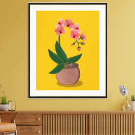 Modern Orchid Illustration från mitten av århundra Canvastryck