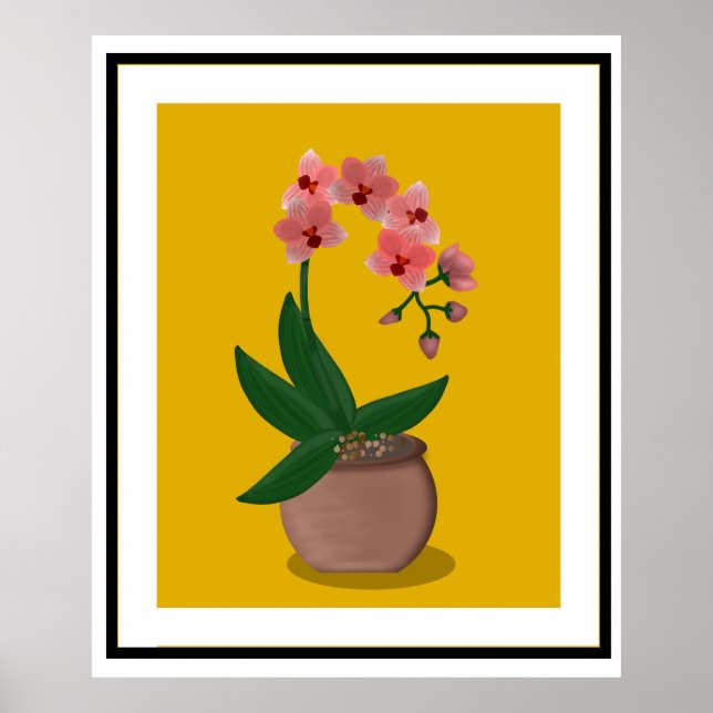 Modern Orchid Illustration från mitten av århundra Poster (Framsidan)