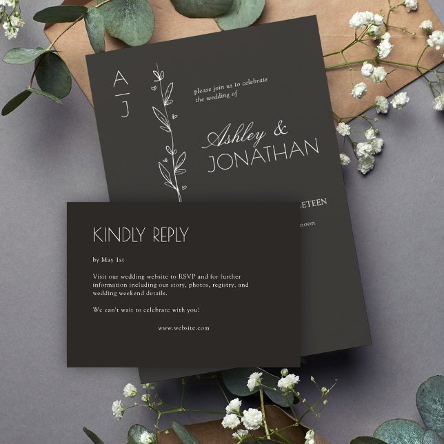 Modern Organic Blommigt Divider Bröllop OSA Kort (Skapare uppladdad)