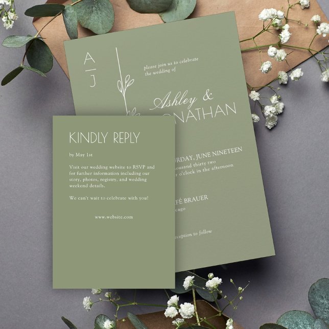 Modern Organic Blommigt Divider Bröllop OSA Kort (Skapare uppladdad)