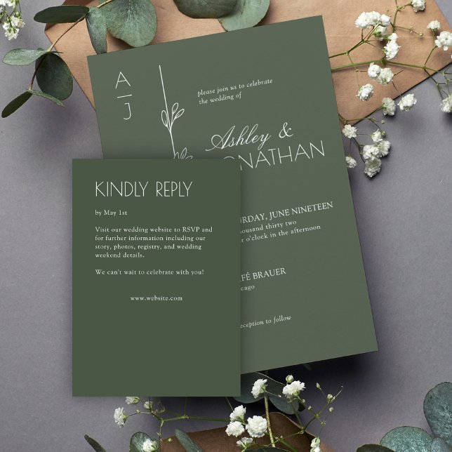 Modern Organic Blommigt Divider Bröllop OSA Kort (Skapare uppladdad)