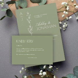 Modern Organic Blommigt Divider Bröllop OSA Kort