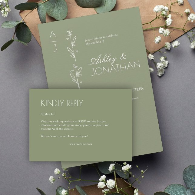 Modern Organic Blommigt Divider Bröllop OSA Kort (Skapare uppladdad)
