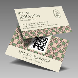 Modern Organic Botanical QR Code Business Card Visitkort