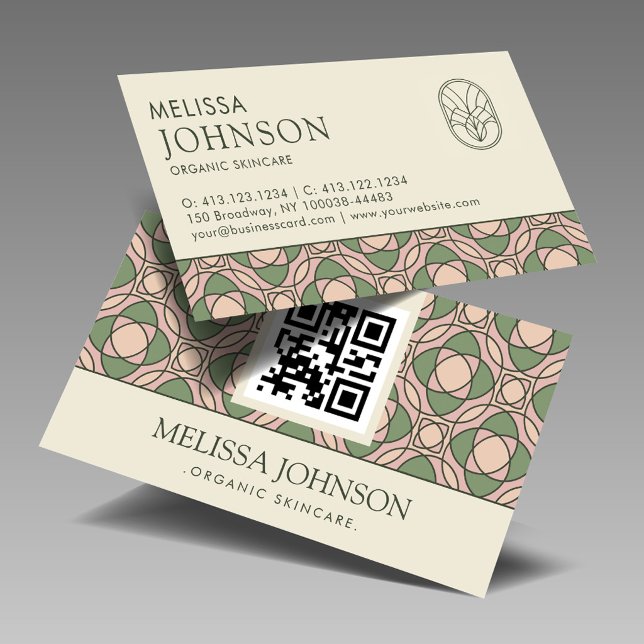 Modern Organic Botanical QR Code Business Card Visitkort (Skapare uppladdad)