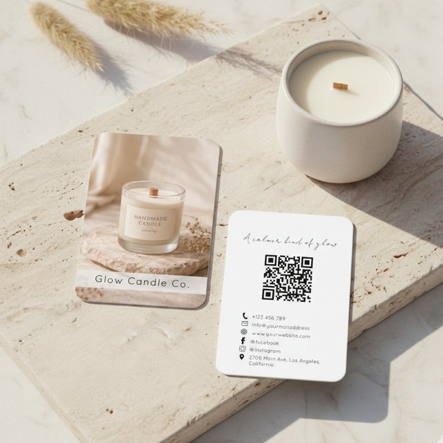 Modern Organic Handmade Candle QR Code  Visitkort (Skapare uppladdad)