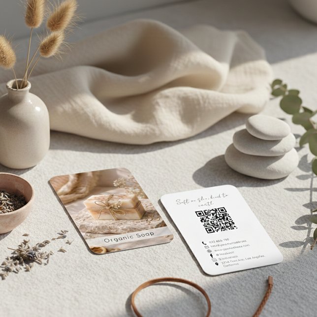Modern Organic Handmade Soap QR Code Photo Visitkort (Skapare uppladdad)