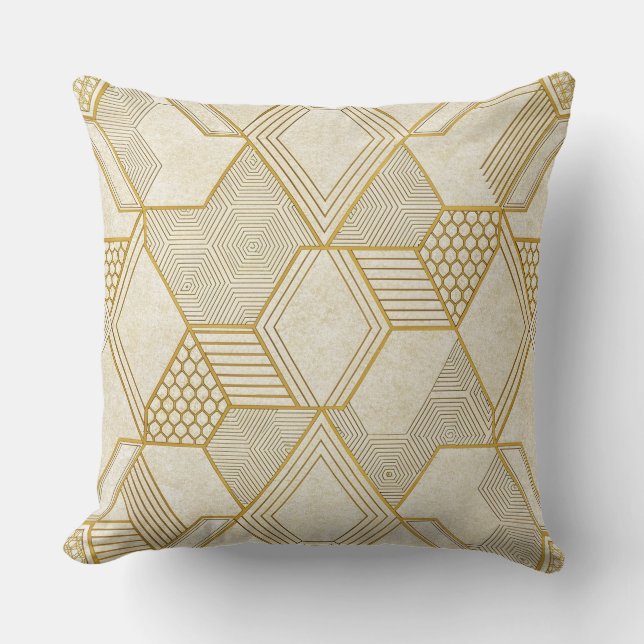 Modern Organic Hexagon Pattern | Cream and Beige 2 Kudde (Framsida)