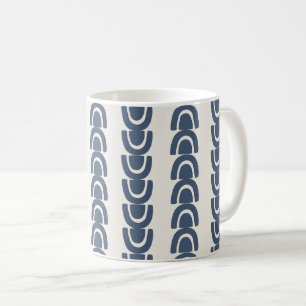 Modern Organisk Båge Rand Mönster Navy Kräm Kaffemugg