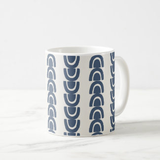 Modern Organisk Båge Rand Mönster Navy Kräm Kaffemugg