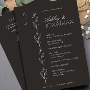 Modern Organisk Blomsterindelning Bröllop Program