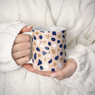 Modern Organisk Terrazzo Abstrakt Stensmosaik Kaffemugg