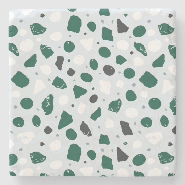 Modern Organisk Terrazzo | Abstrakt Stensmosaik Stenunderlägg (Framsidan)