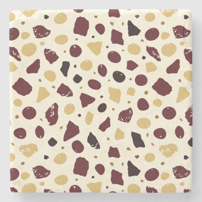 Modern Organisk Terrazzo | Abstrakt Stensmosaik Stenunderlägg (Framsidan)