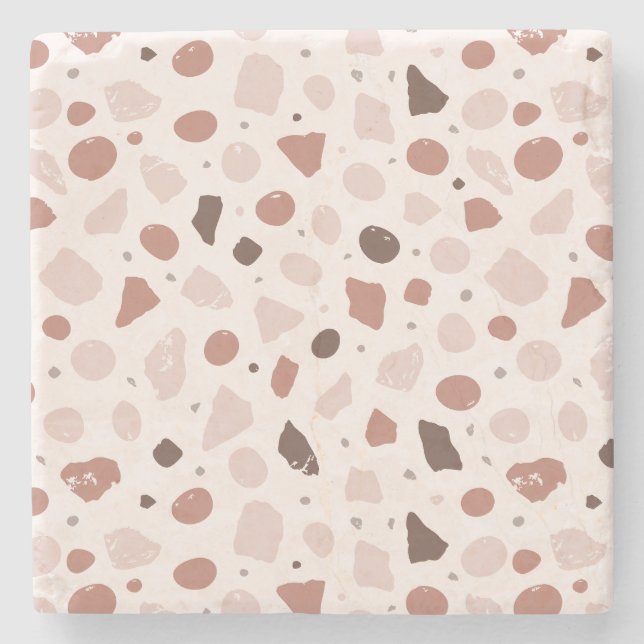 Modern Organisk Terrazzo | Abstrakt Stensmosaik Stenunderlägg (Framsidan)