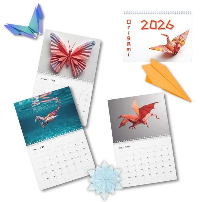 Modern Origami Art 2026 Custom Photo  Kalender (Skapare uppladdad)