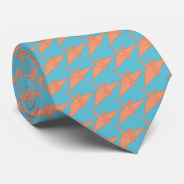 Modern Origami Crane Mönster Himlar Blue & Orange Slips