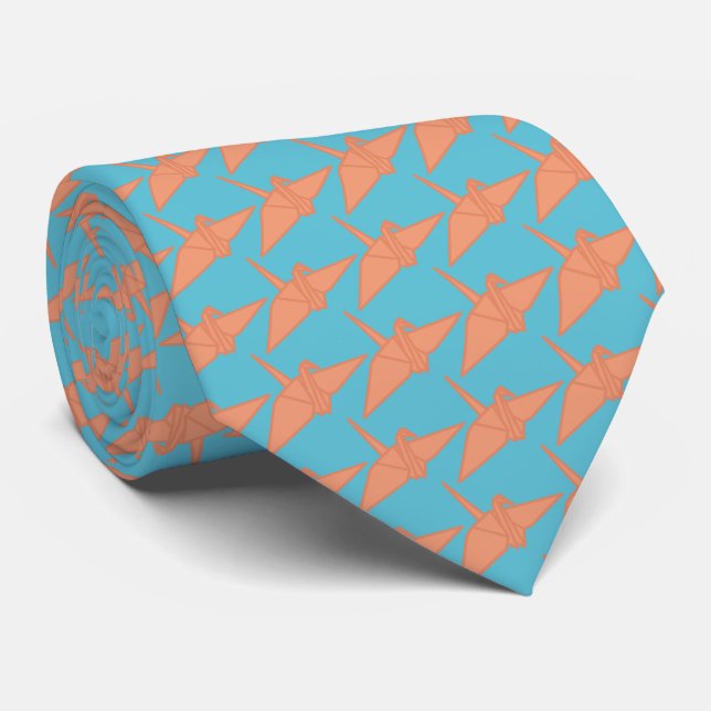 Modern Origami Crane Mönster Himlar Blue & Orange Slips (Rullad)