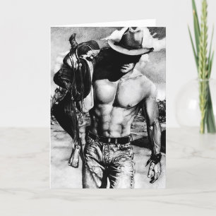 Modern Original Hand-draw Handsome Cowboy Tack Kort
