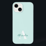 Modern originalmonogram för Mint & Grönt<br><div class="desc">Den här snyggten har en enkel och modern design i Mint & Grönt. Gör ett slags telefonfodral med anpassningsbar initial och namn. Det blir en coola, en unik gåva till någon speciell eller dig själv. Om du vill ändra typsnitt eller position klickar du på knappen "Anpassa ytterligare" och kan redigera...</div>