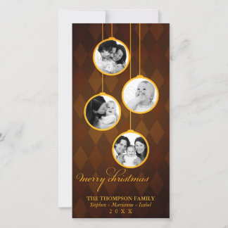 Modern Ornament Guld & Brown God jul Julkort