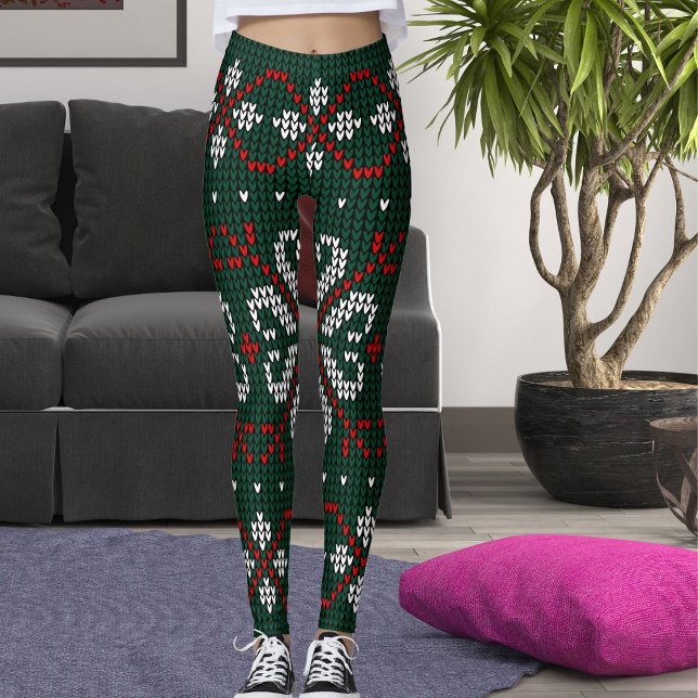 Modern Ornament Knuten Julmönster Dampresent Leggings (Skapare uppladdad)