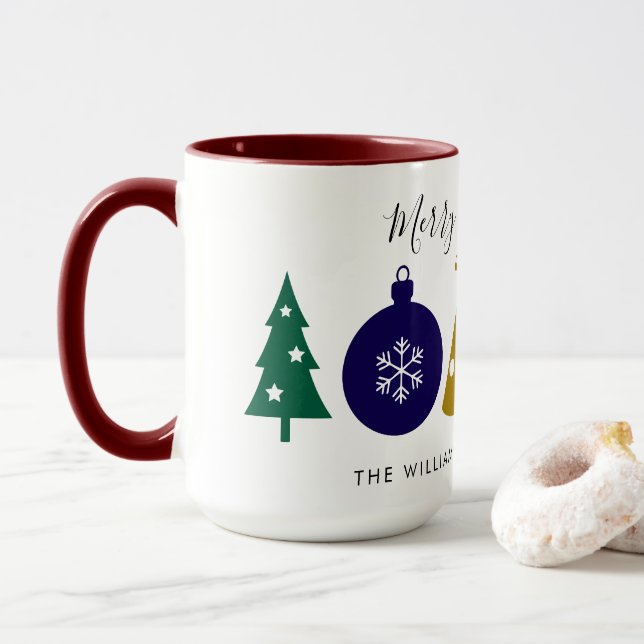 Modern Ornament Snowflake Pine Tree  Christmas Mugg (Med munk)